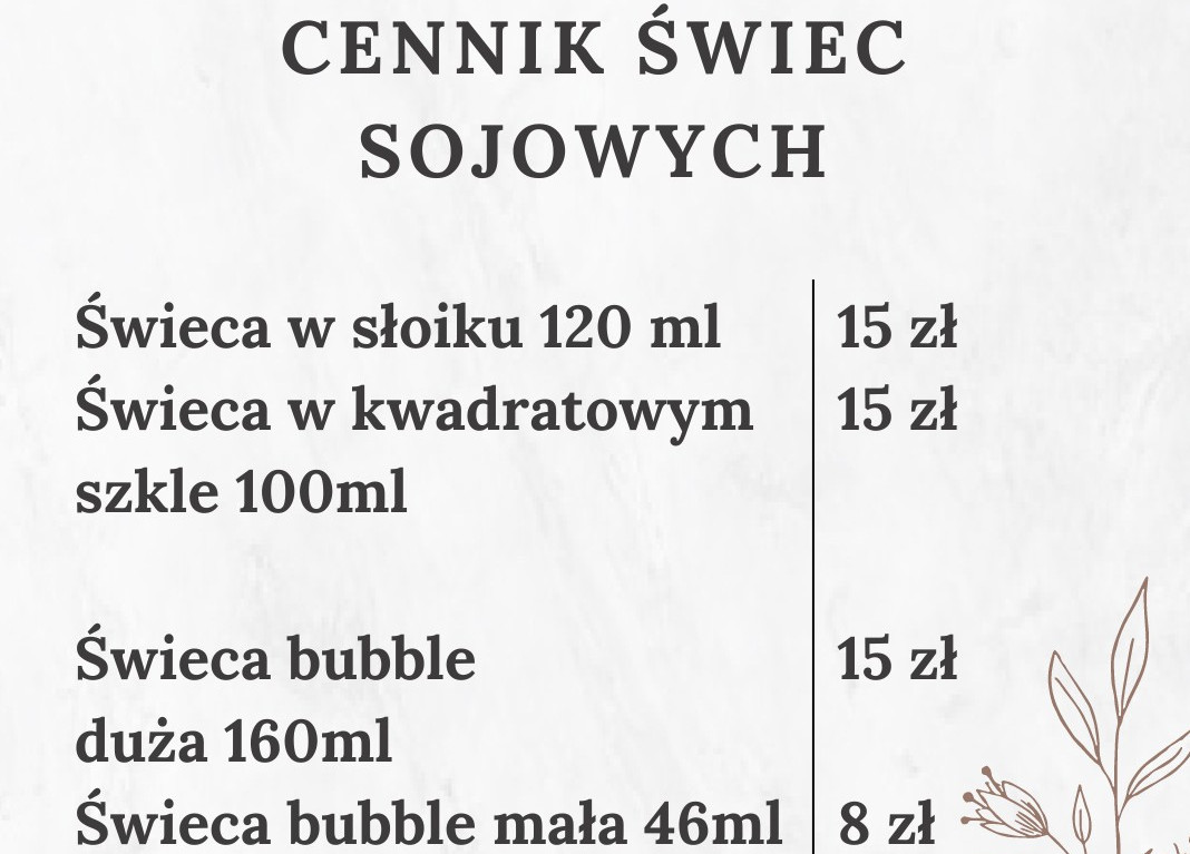  Świece - cennik